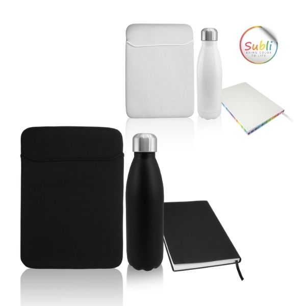 סט הכולל: 
בקבוק נירוסטה תרמי ML750 + 
כיסוי ניאופרן למחשב נייד + 
מחברת 5A עם כריכת U.P וסימניה.